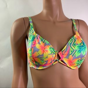 Neon color underwire bikini bathing suit size Med -large. D - DDcup